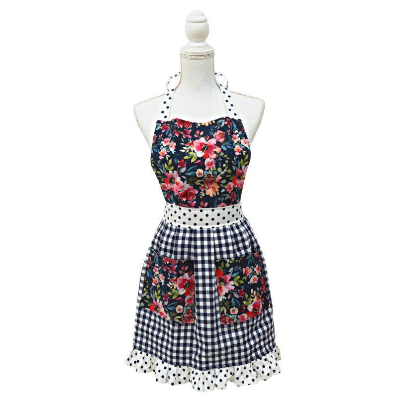 Șorț Chic pentru femei Flowers Navy